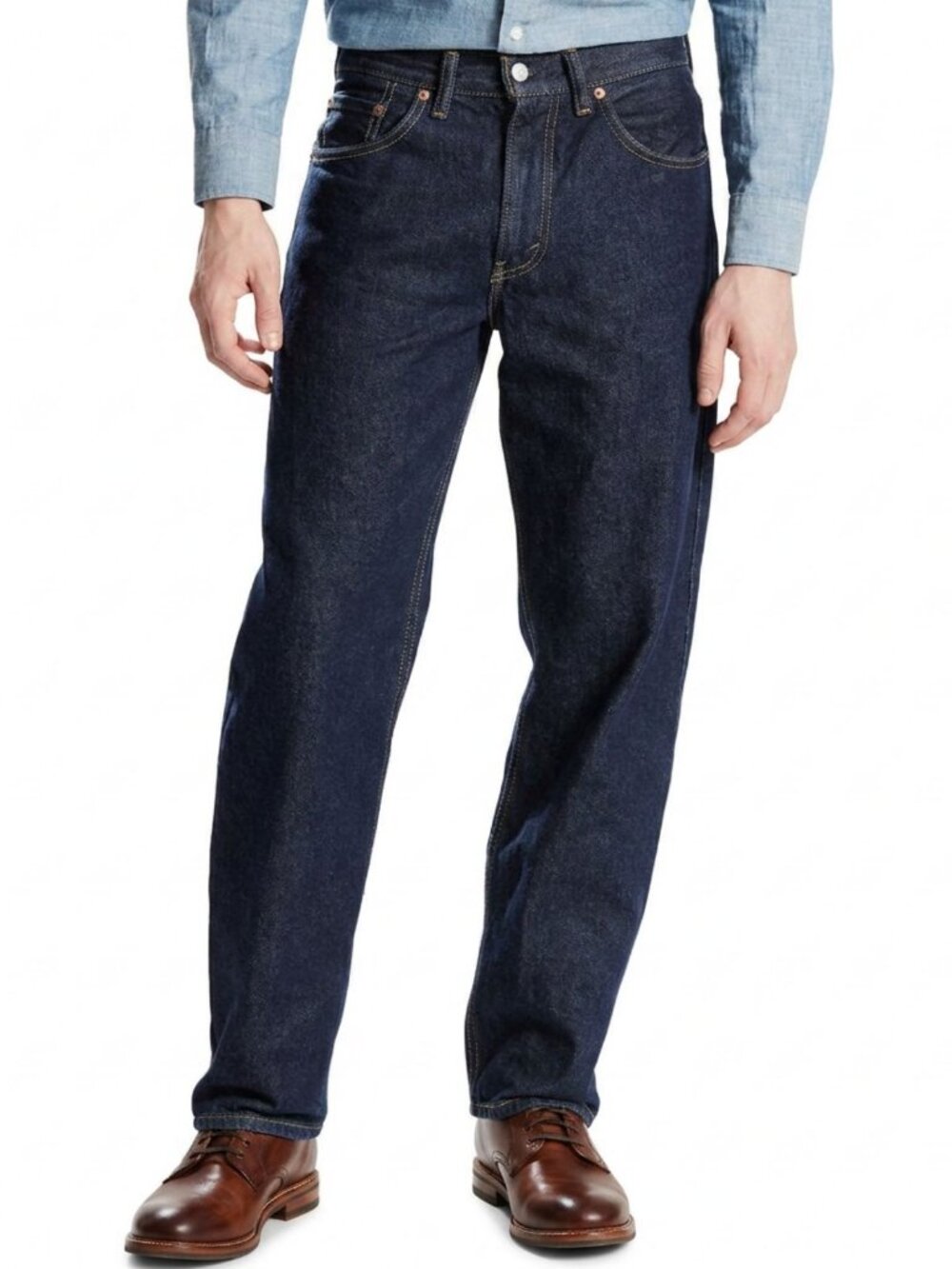 Levis 550 Mens Relaxed Fit Jeans 42x34 Big & Tall Stretch Straight Leg Dark Wash